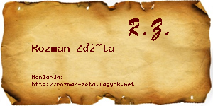 Rozman Zéta névjegykártya